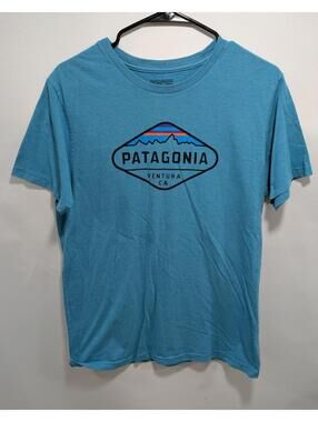 Mens Patagonia Ventura CA Cotton Slim Fit Blue Short Sleeve T-Shirt Size Medium